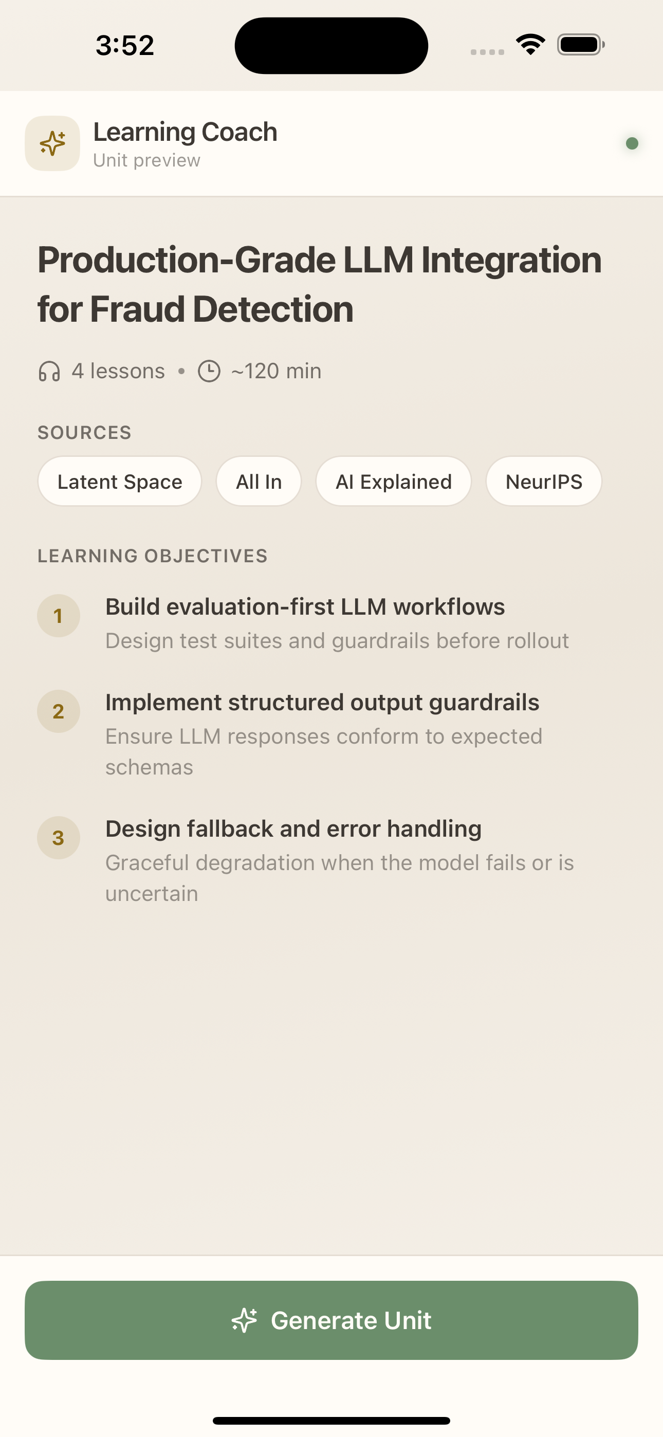 Unit preview before generation